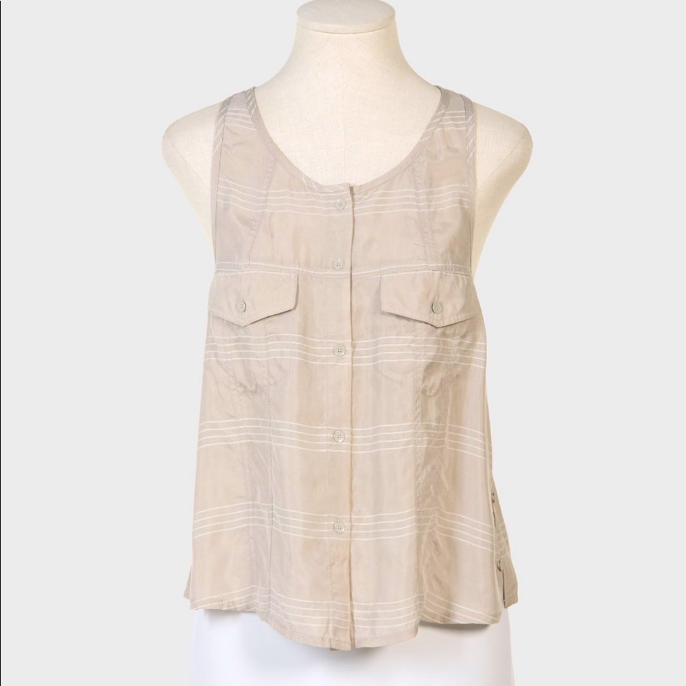 T by Alexander Wang | Beige Racer Back Tank Medium